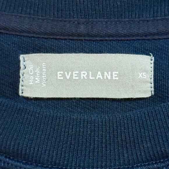 Everlane Womens Crew Neck Textured Cotton Navy Blue Sweatshirt Sweater Size XS - Picture 5 of 7